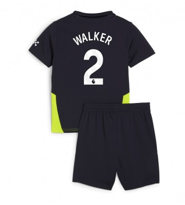 Manchester City Kyle Walker #2 Segunda Equipación Niños 2024-25 Manga Corta (+ Pantalones cortos)